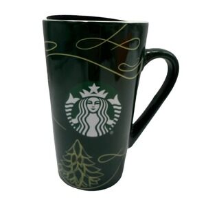Starbucks 14 Oz Green Holiday Tree With Gold Mug With Lid 2020 Christmas Tumbler